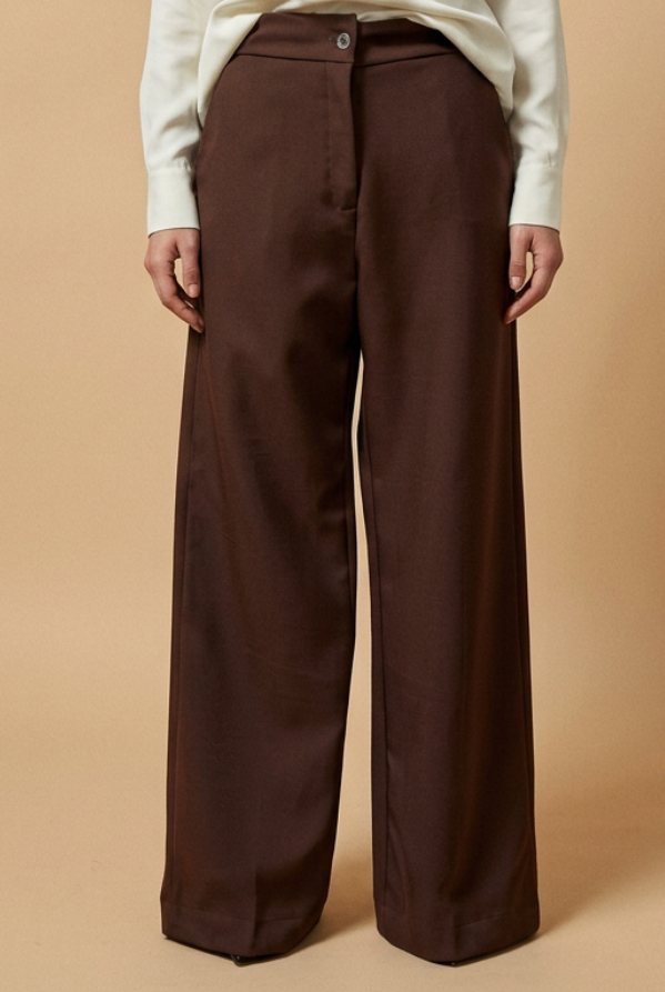 Calça Pantalona Conjunto Empresária Marrom