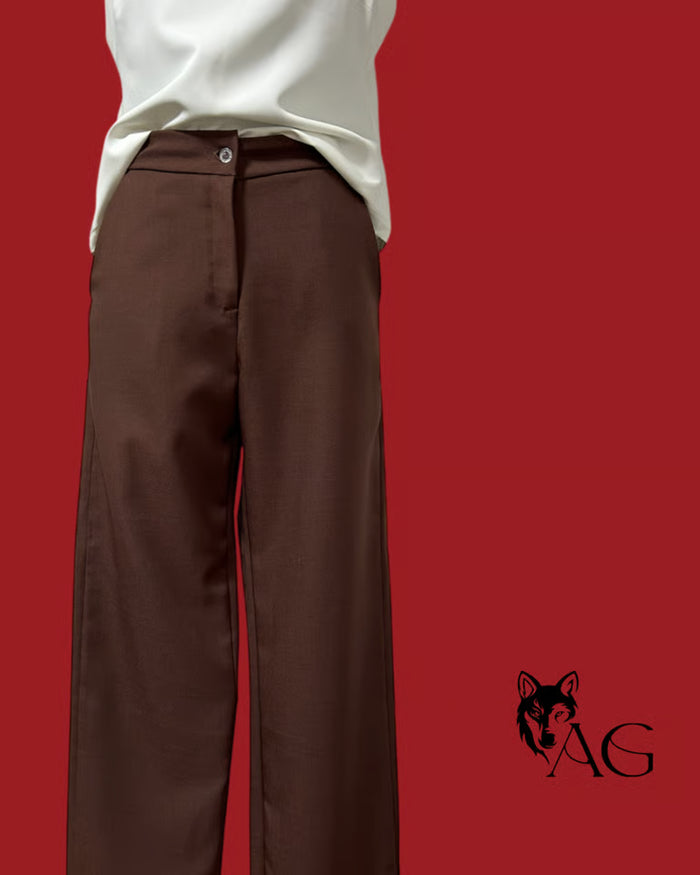 Calça Pantalona Conjunto Empresária Marrom