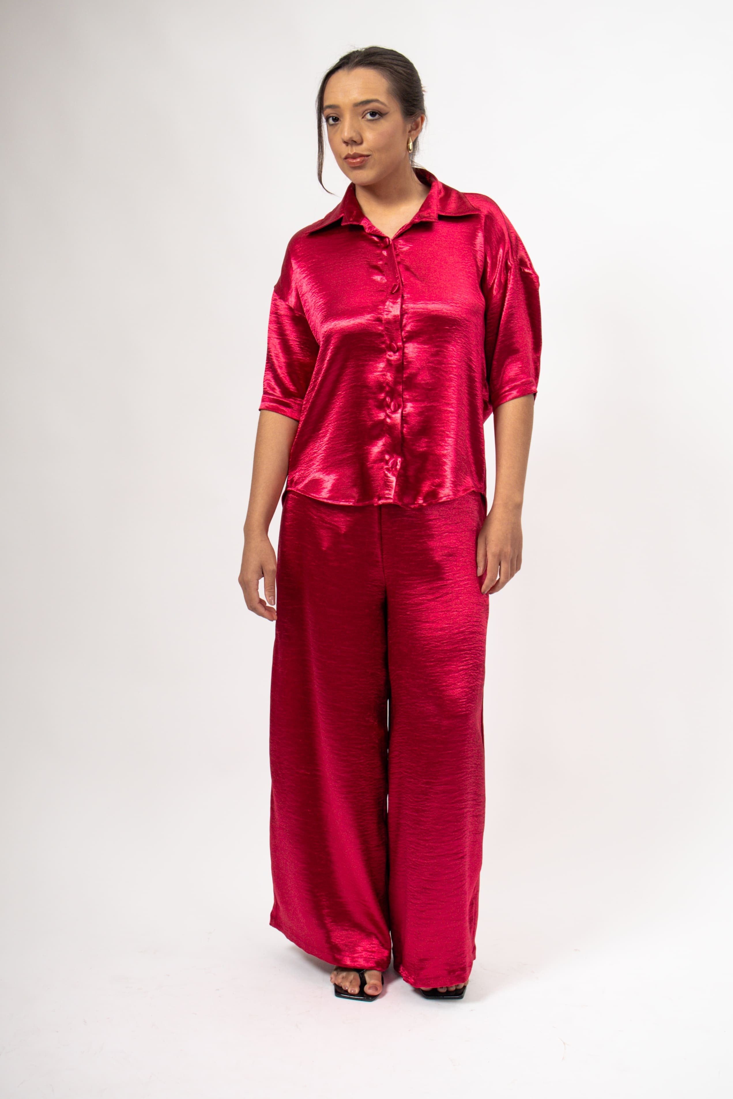 Calça Pantalona Conjunto Empresária Vinho