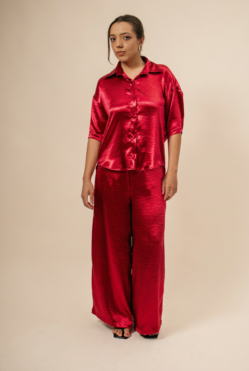 Calça Pantalona Conjunto Empresária Vinho